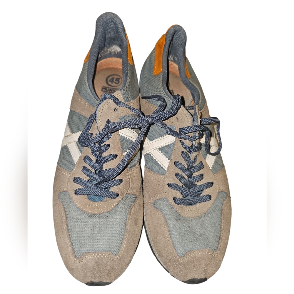 💖⏭️Munich Stylish Gray and Blue Men's Sneakers